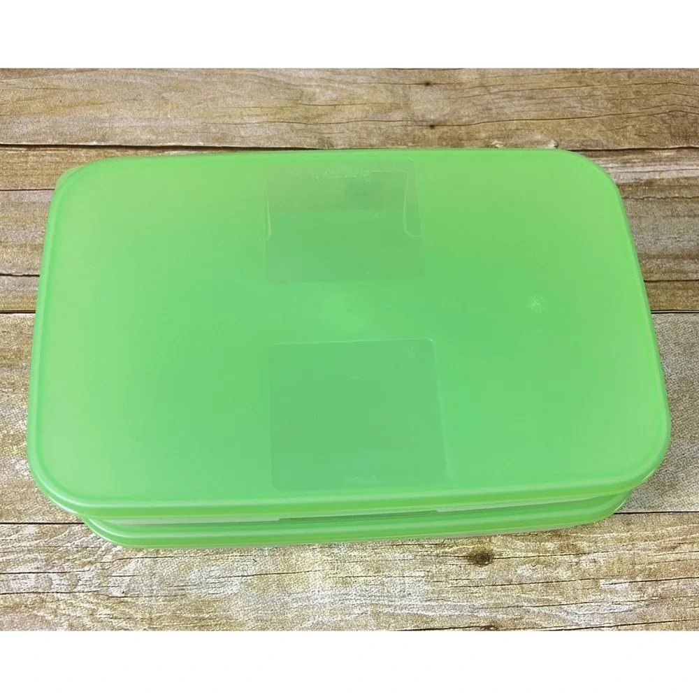 Tupperware Freezer Mates Shallow 2 Green Seals 2 1/4 c Snowflake 4165